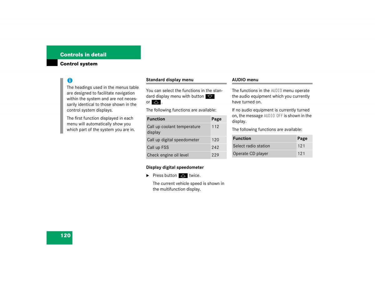 Mercedes Benz G500 G55 AMG owners manual / page 120