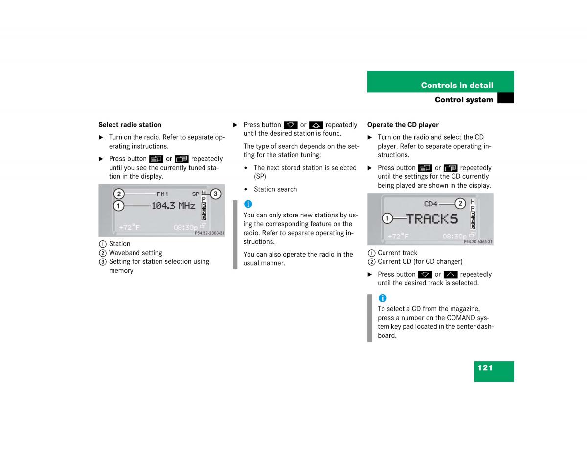 Mercedes Benz G500 G55 AMG owners manual / page 121