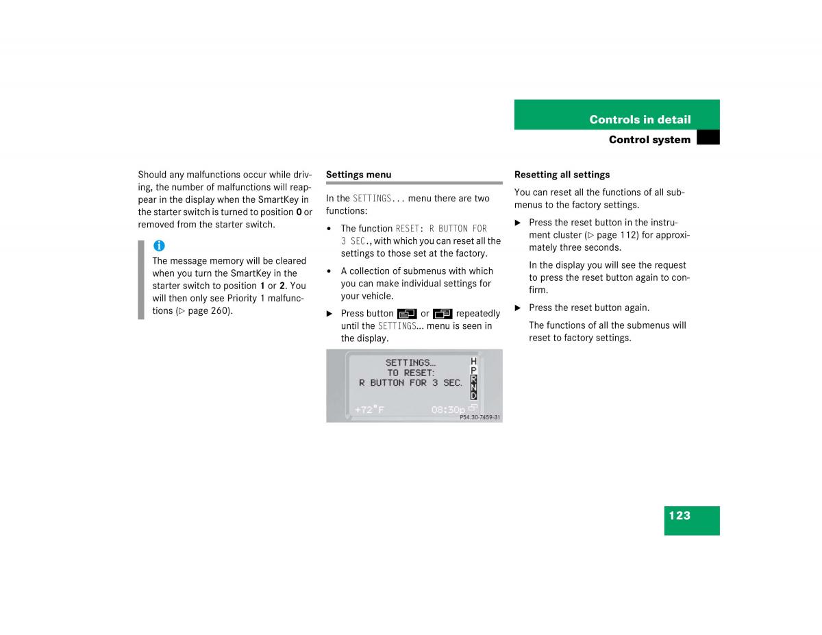 Mercedes Benz G500 G55 AMG owners manual / page 123