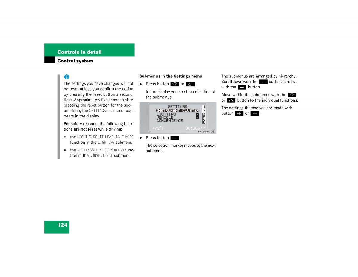 Mercedes Benz G500 G55 AMG owners manual / page 124