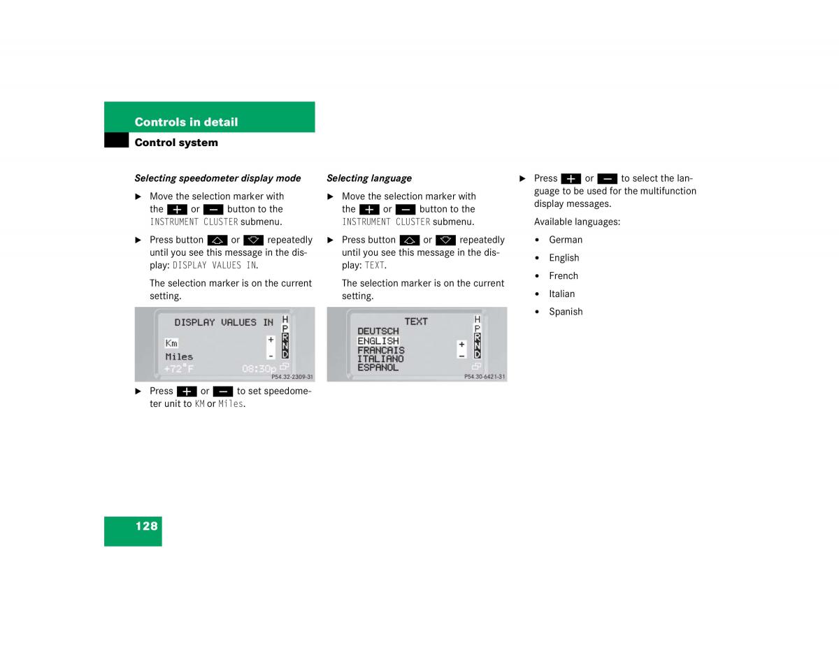 Mercedes Benz G500 G55 AMG owners manual / page 128