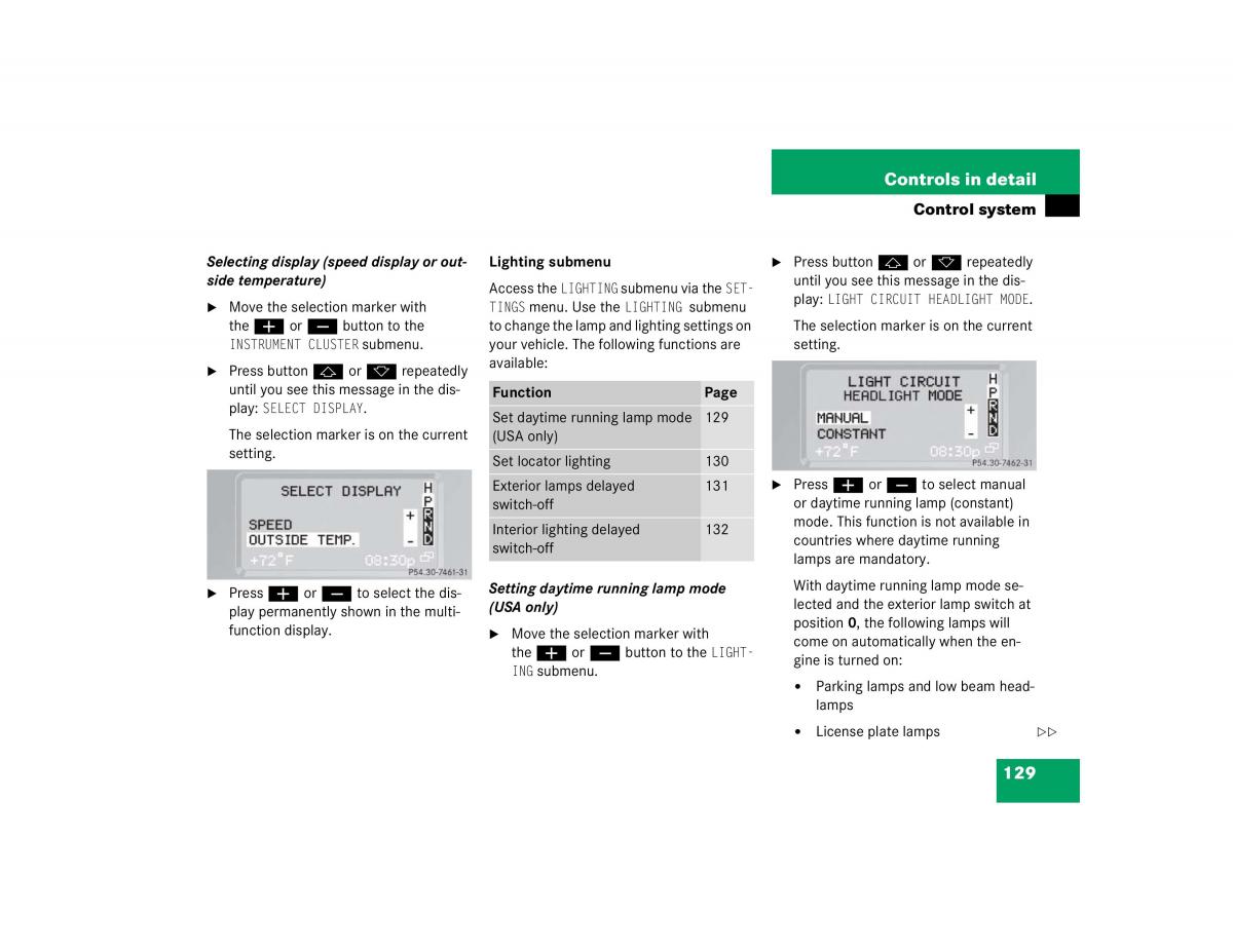 Mercedes Benz G500 G55 AMG owners manual / page 129