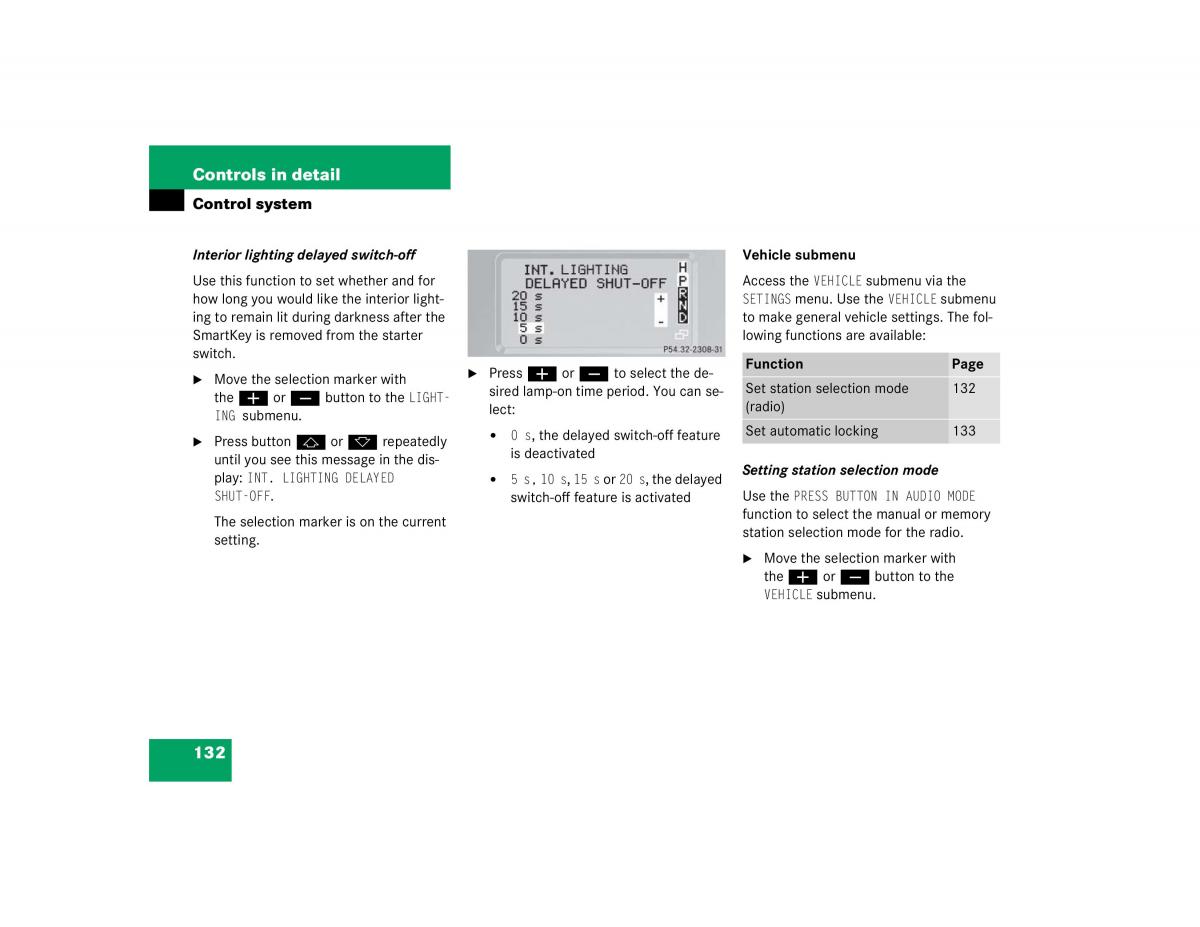 Mercedes Benz G500 G55 AMG owners manual / page 132