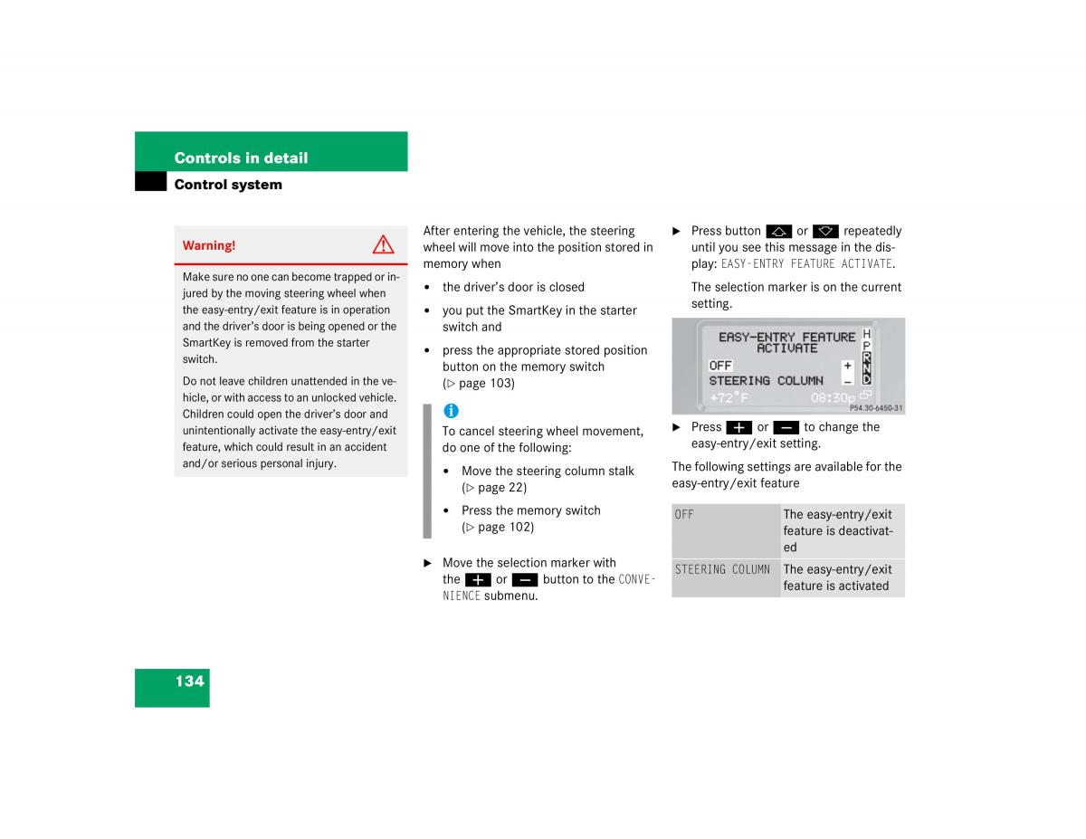 Mercedes Benz G500 G55 AMG owners manual / page 134