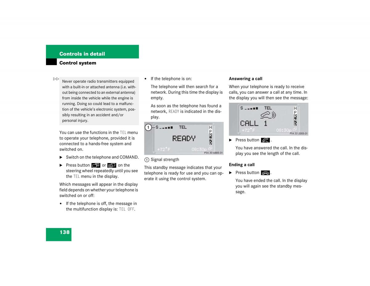 Mercedes Benz G500 G55 AMG owners manual / page 138