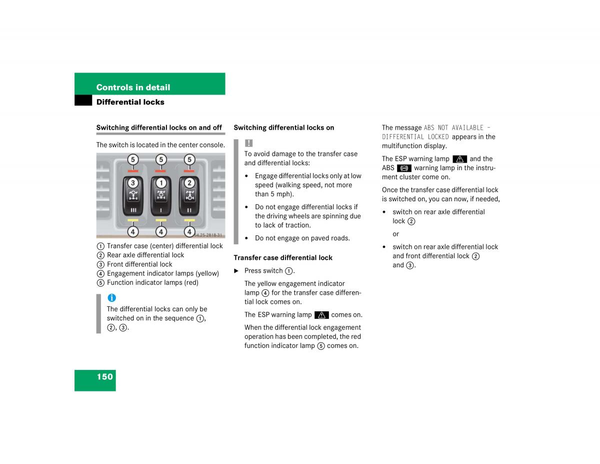 Mercedes Benz G500 G55 AMG owners manual / page 150