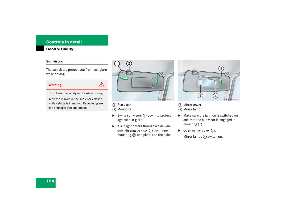 Mercedes Benz G500 G55 AMG owners manual / page 154