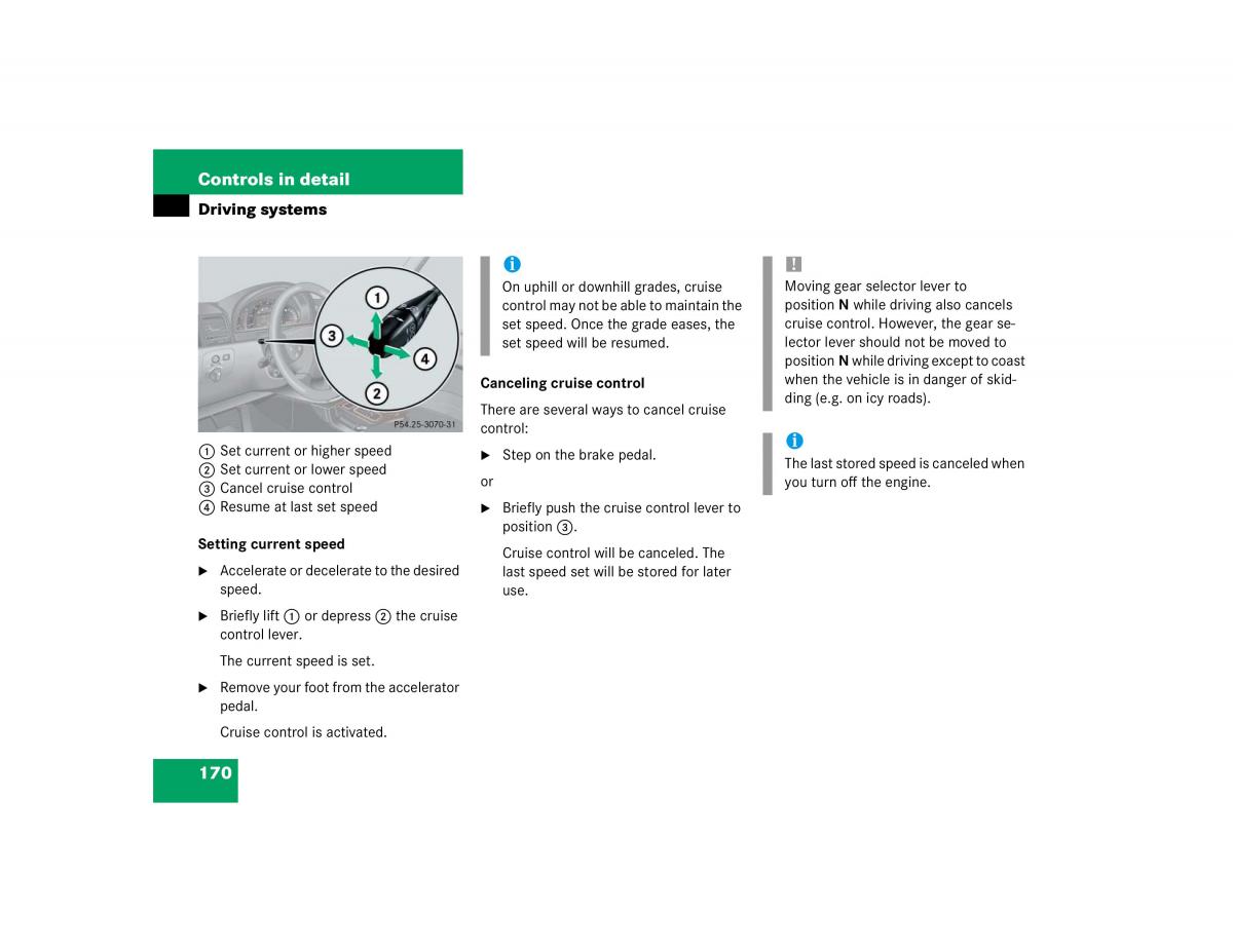 Mercedes Benz G500 G55 AMG owners manual / page 170