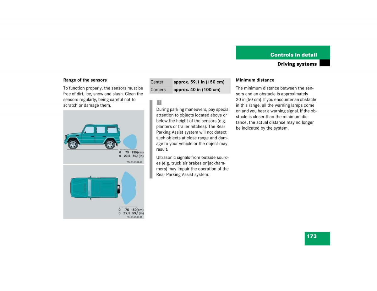 Mercedes Benz G500 G55 AMG owners manual / page 173