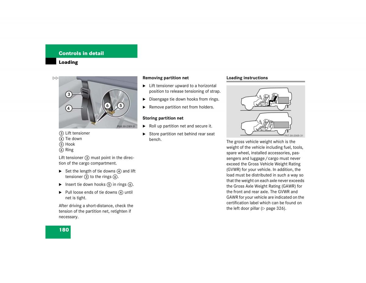 Mercedes Benz G500 G55 AMG owners manual / page 180