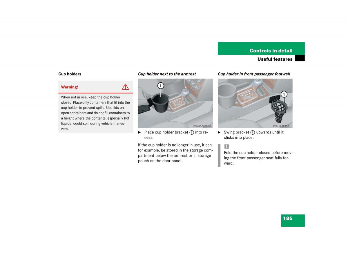 Mercedes Benz G500 G55 AMG owners manual / page 185