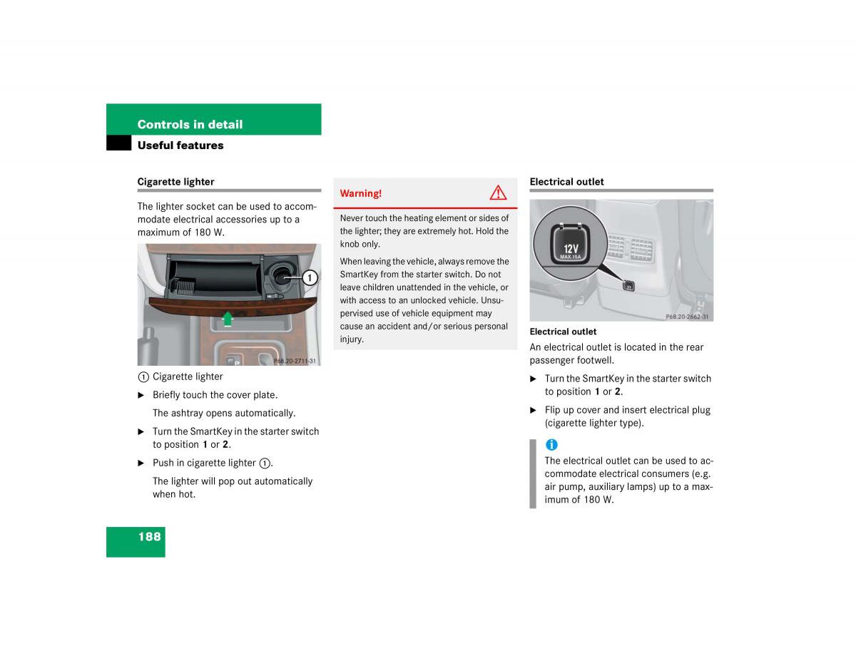 Mercedes Benz G500 G55 AMG owners manual / page 188