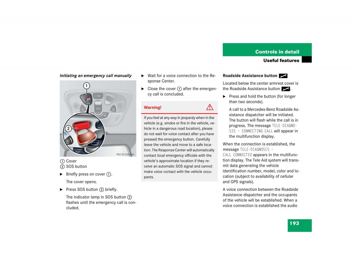 Mercedes Benz G500 G55 AMG owners manual / page 193