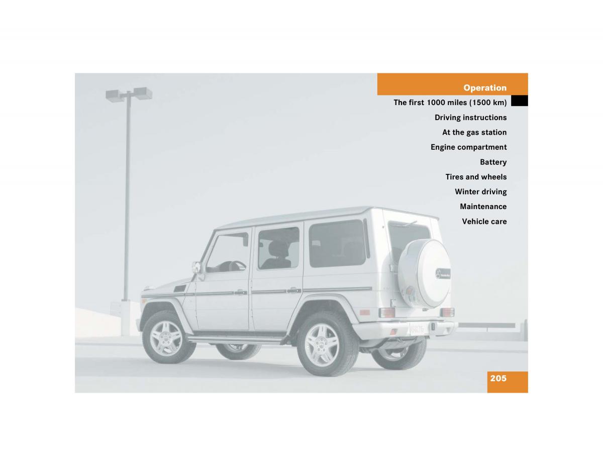 Mercedes Benz G500 G55 AMG owners manual / page 205