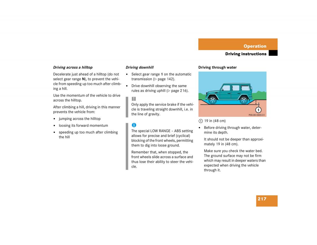 Mercedes Benz G500 G55 AMG owners manual / page 217