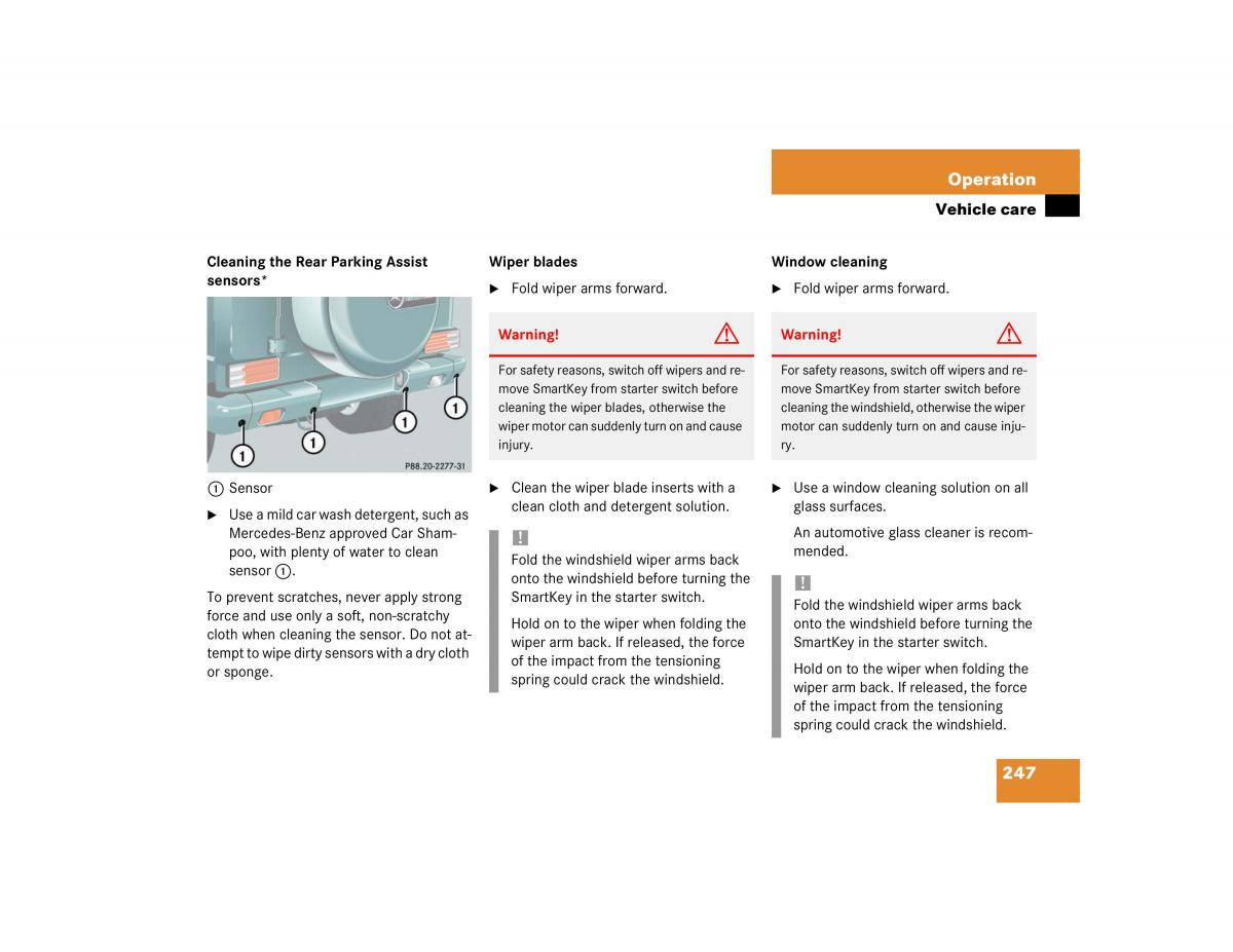 Mercedes Benz G500 G55 AMG owners manual / page 247