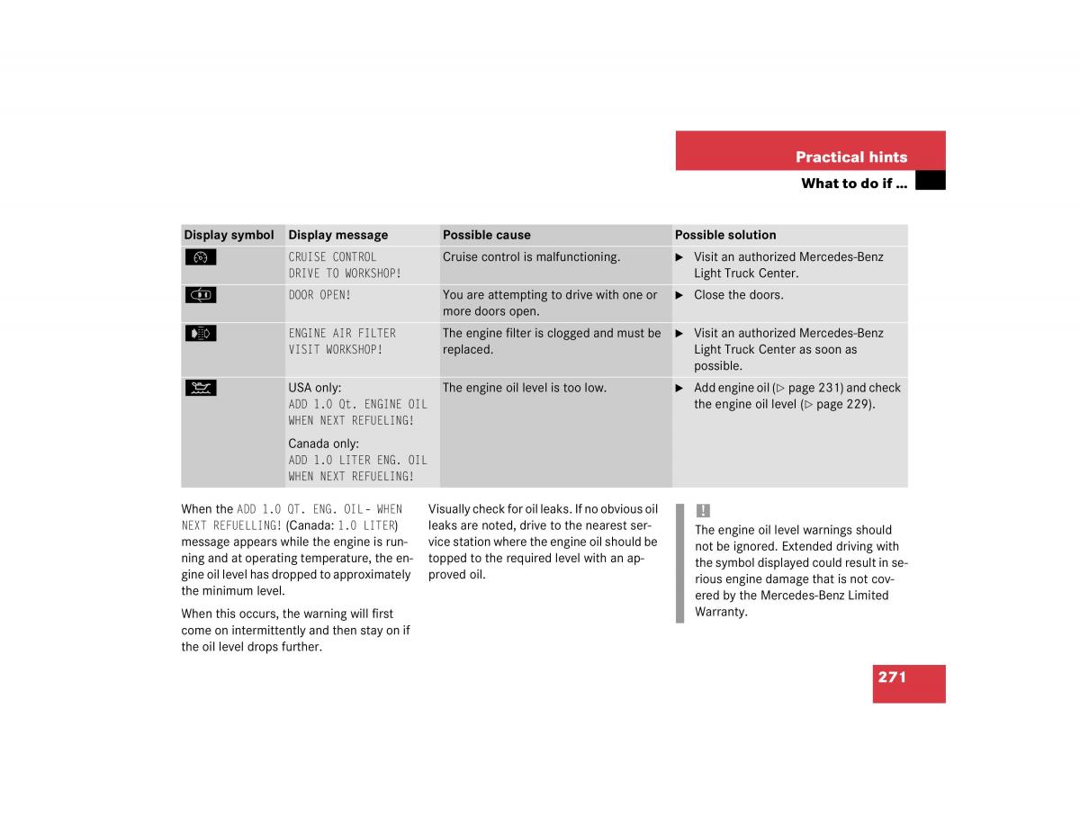 Mercedes Benz G500 G55 AMG owners manual / page 271