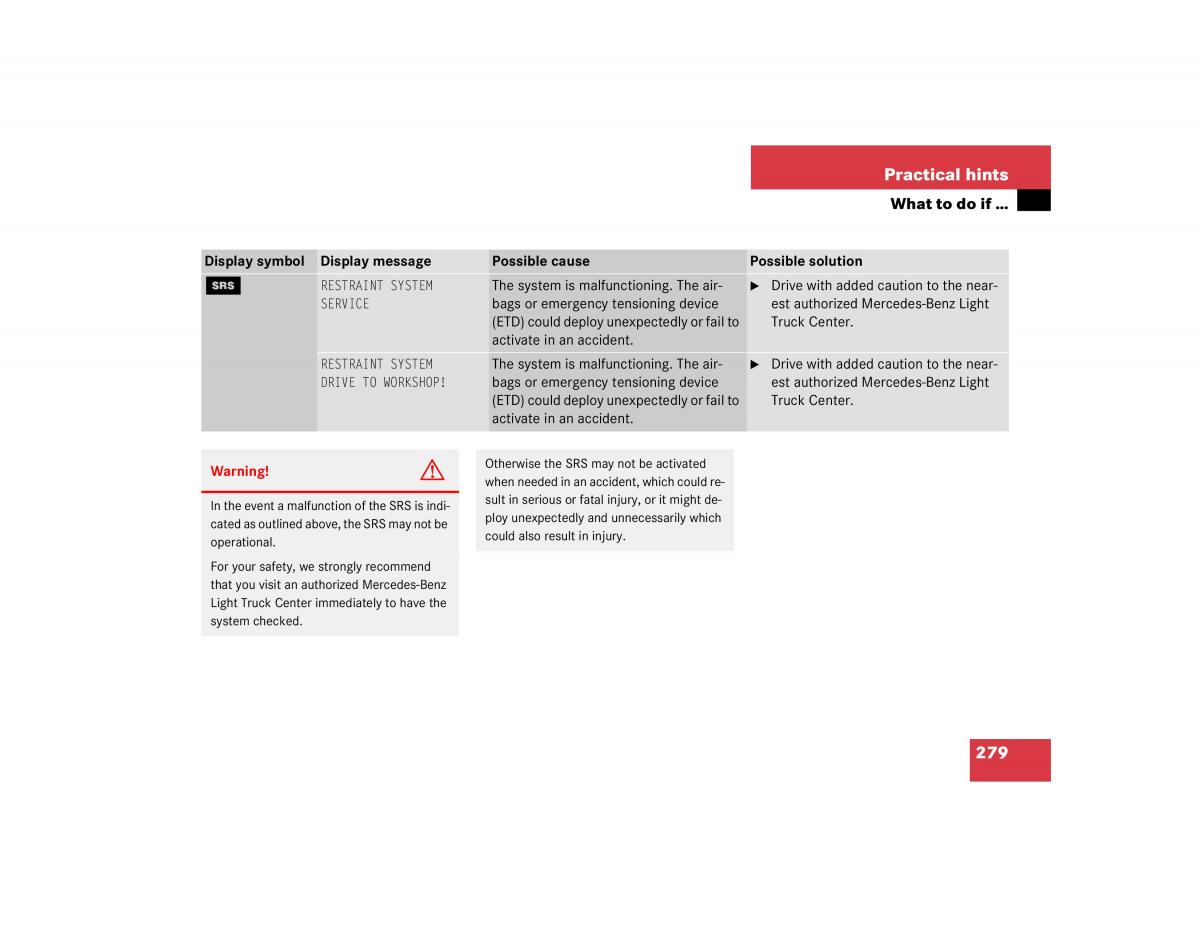 Mercedes Benz G500 G55 AMG owners manual / page 279