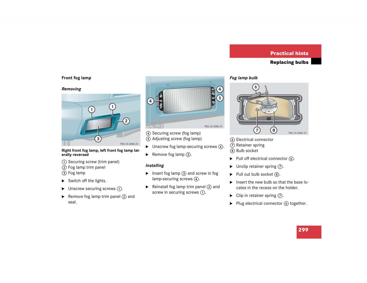 Mercedes Benz G500 G55 AMG owners manual / page 299