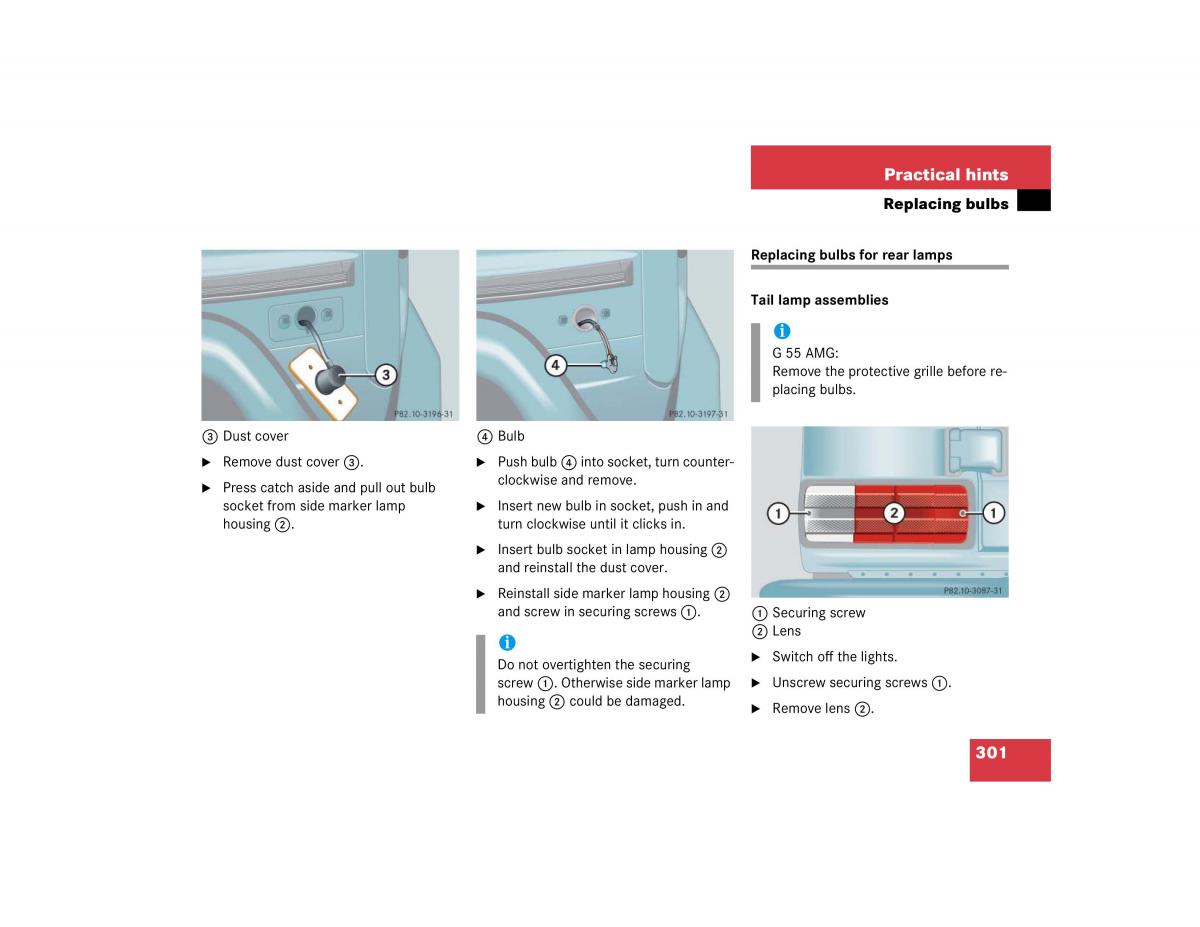 Mercedes Benz G500 G55 AMG owners manual / page 301