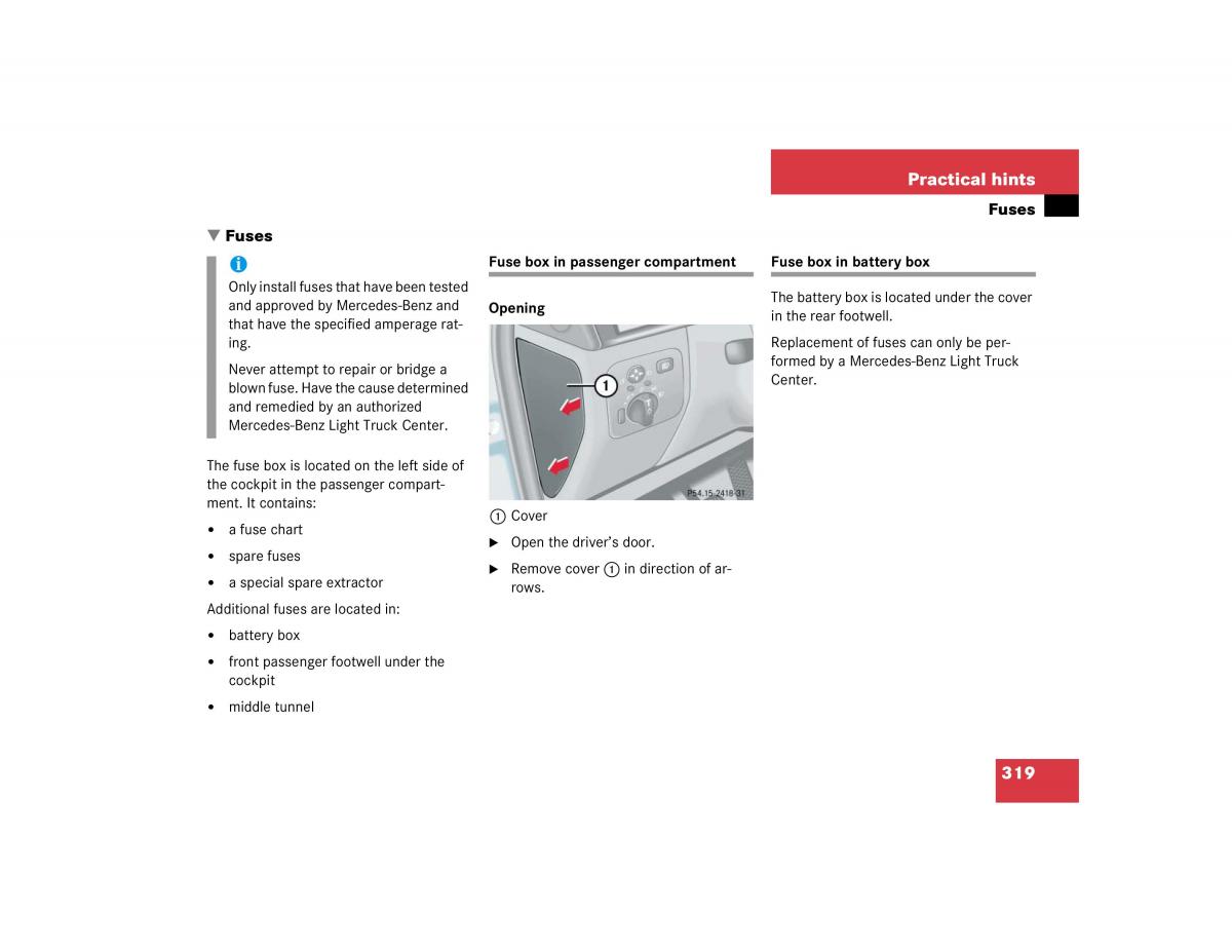 Mercedes Benz G500 G55 AMG owners manual / page 319