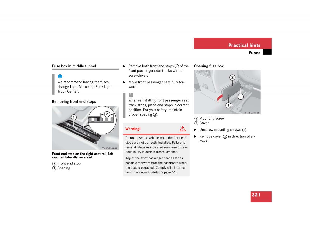 Mercedes Benz G500 G55 AMG owners manual / page 321