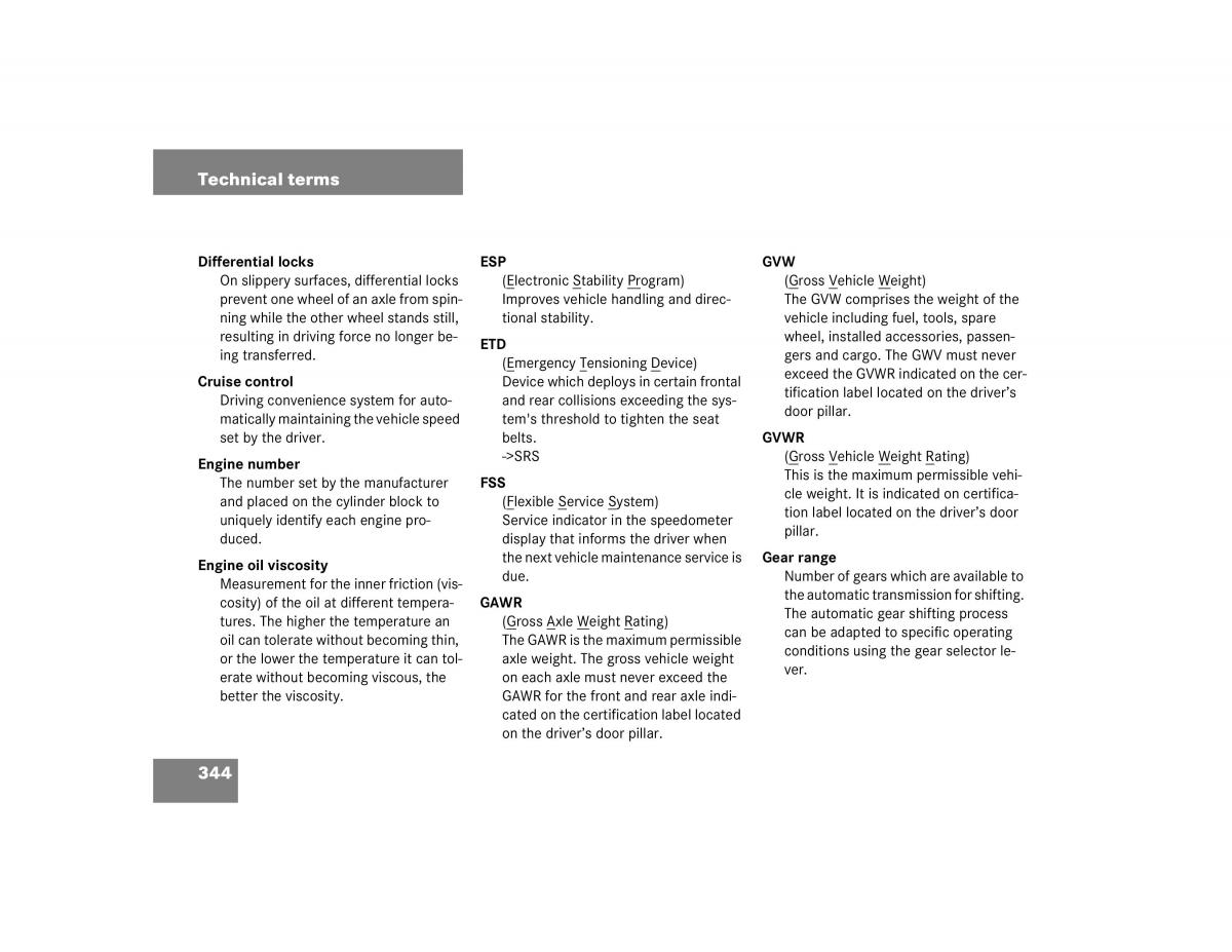 Mercedes Benz G500 G55 AMG owners manual / page 344