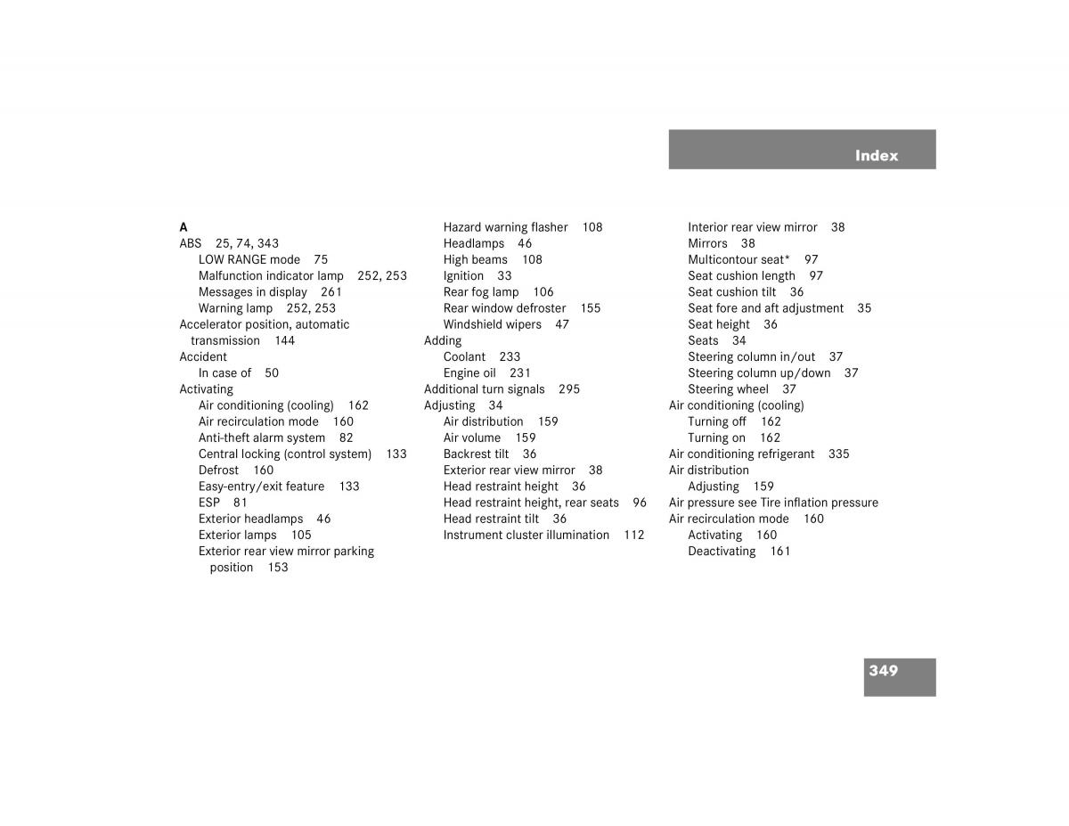 Mercedes Benz G500 G55 AMG owners manual / page 349