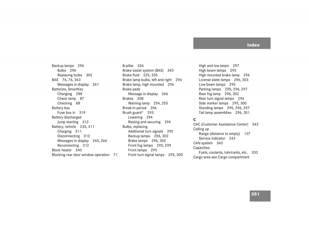 Mercedes Benz G500 G55 AMG owners manual / page 351