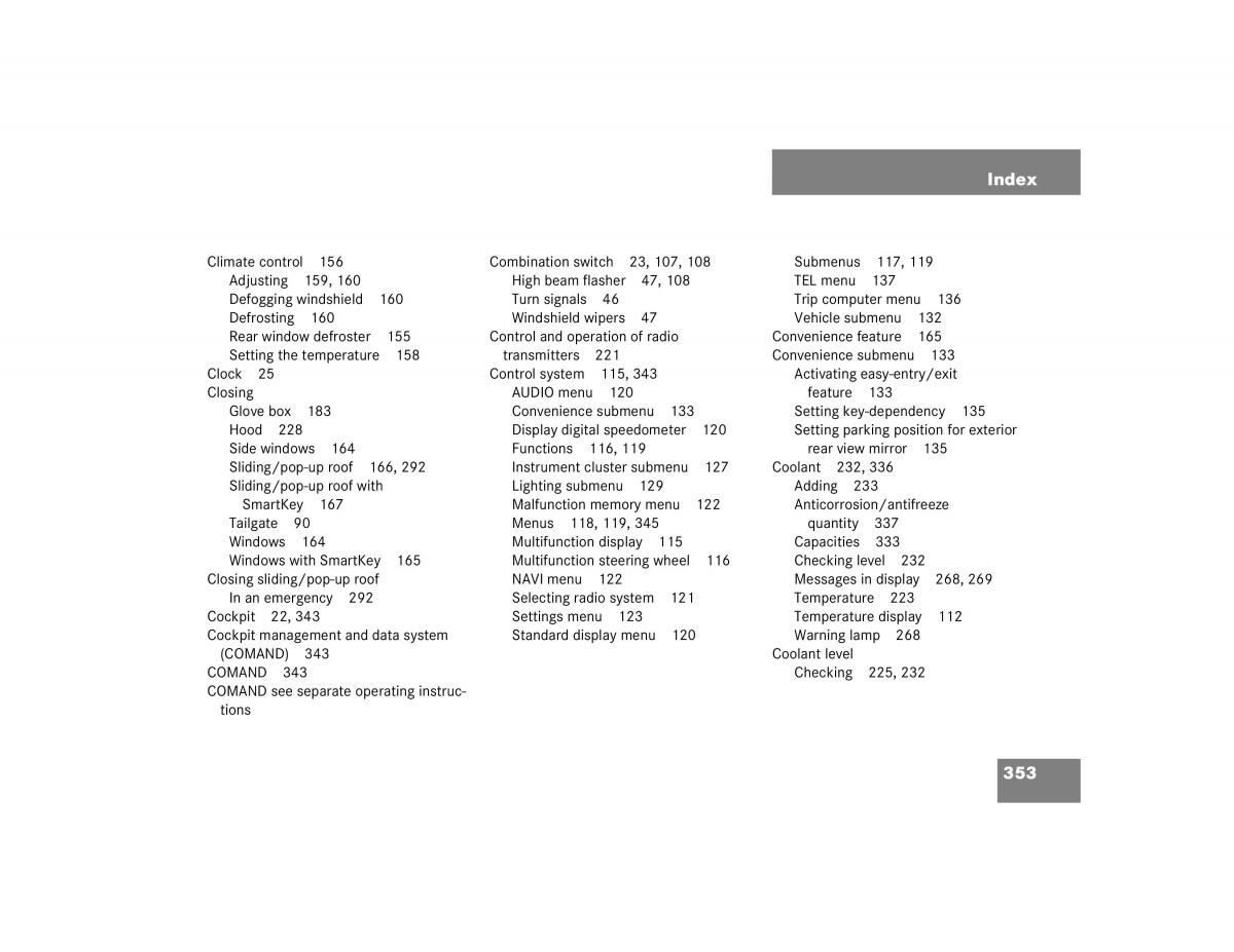 Mercedes Benz G500 G55 AMG owners manual / page 353