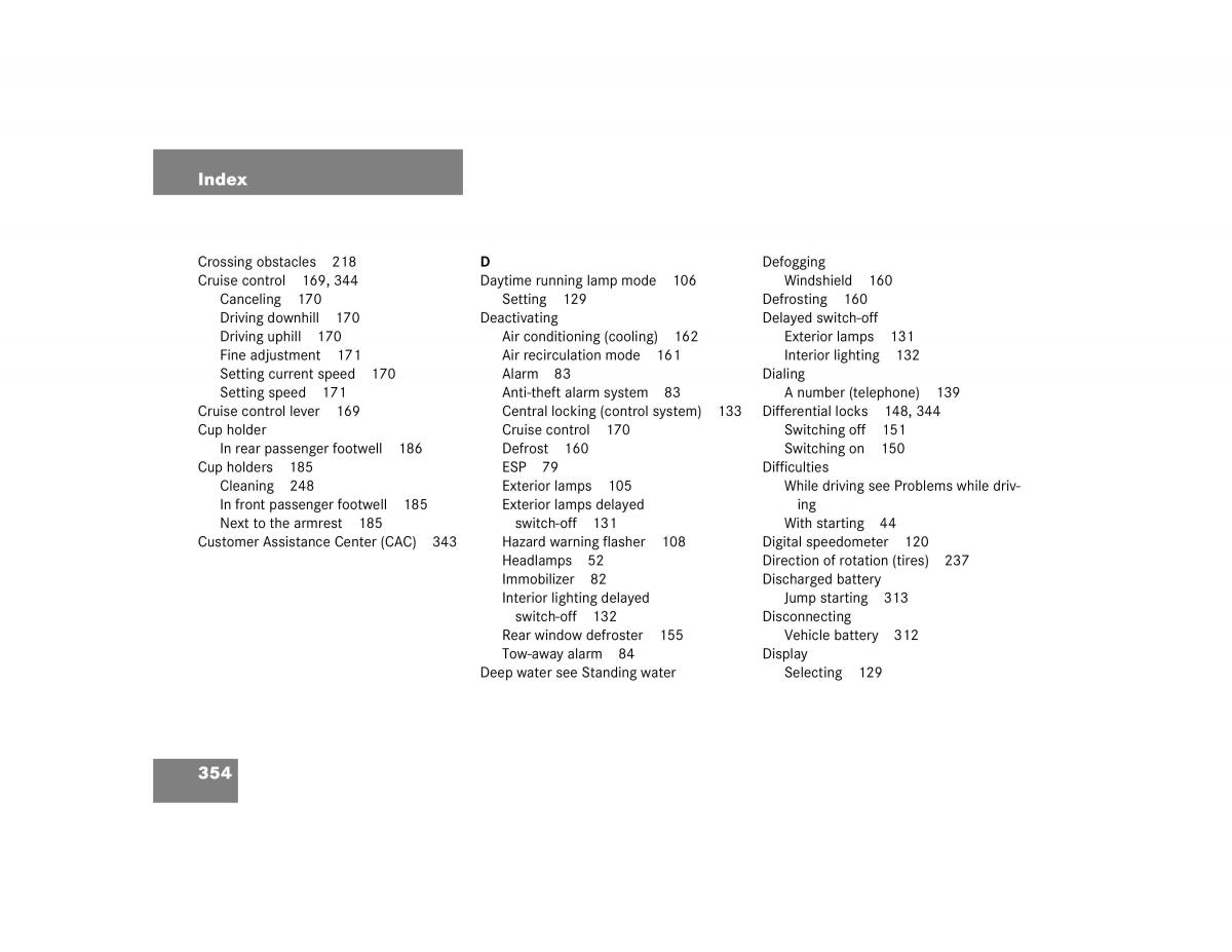 Mercedes Benz G500 G55 AMG owners manual / page 354