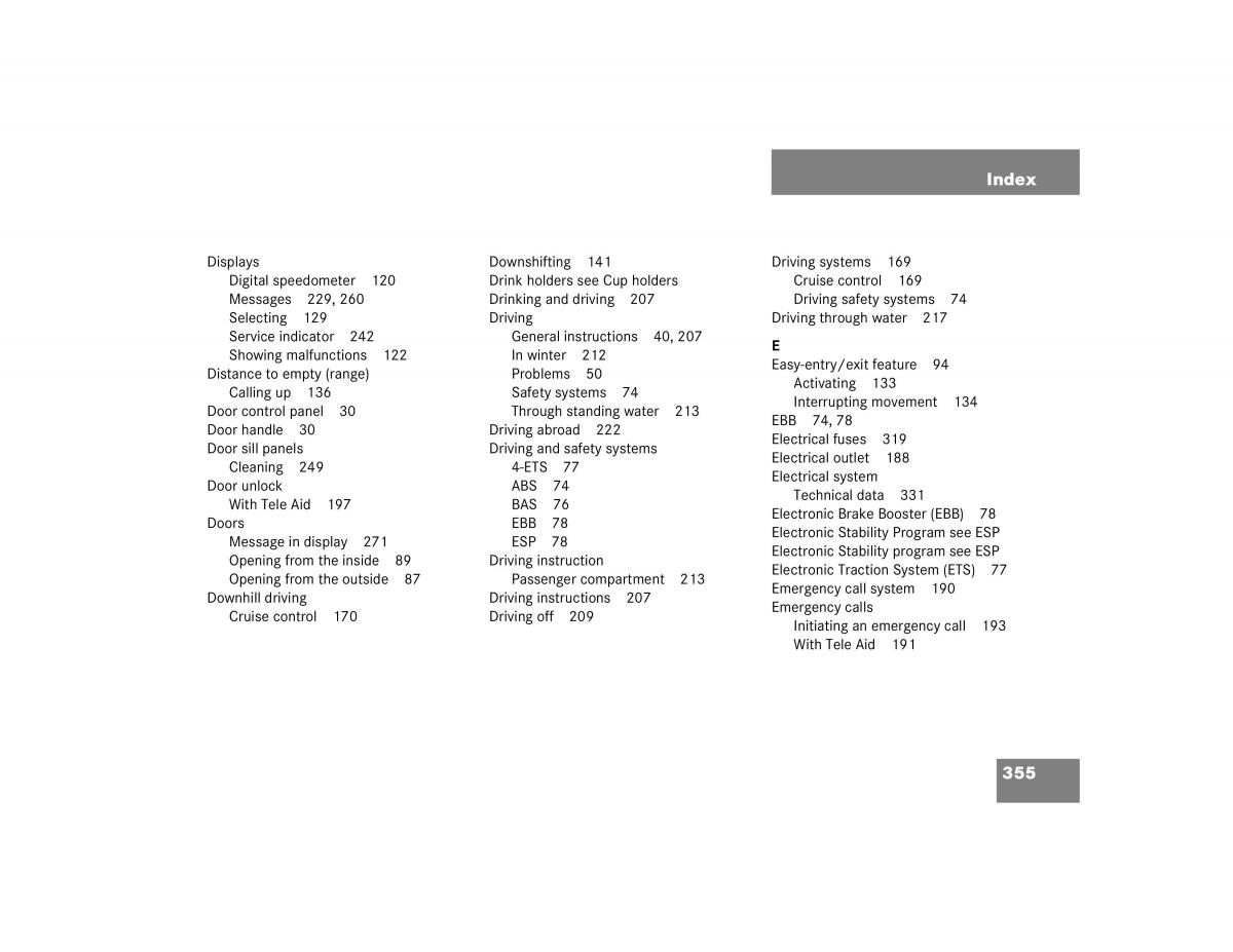 Mercedes Benz G500 G55 AMG owners manual / page 355