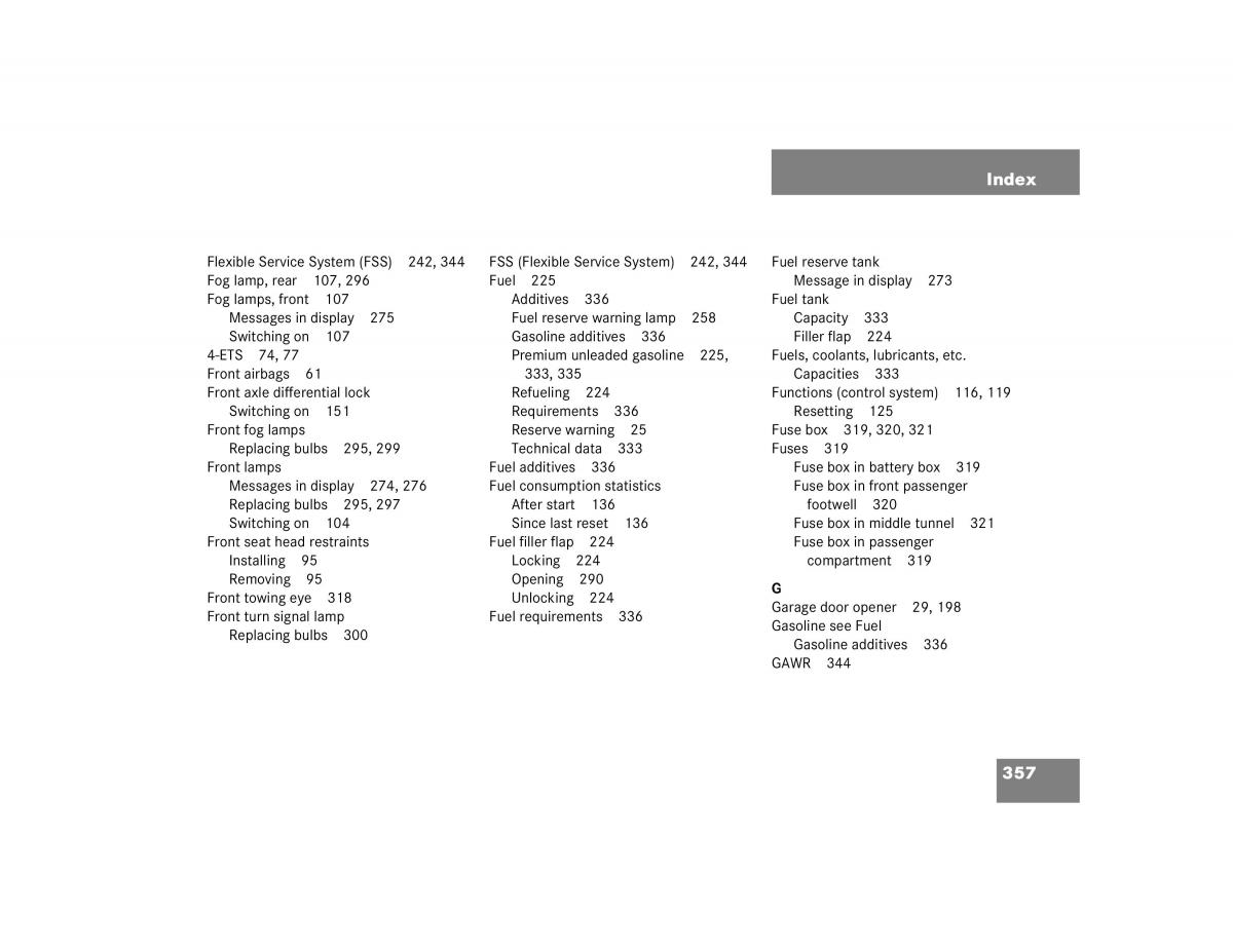 Mercedes Benz G500 G55 AMG owners manual / page 357