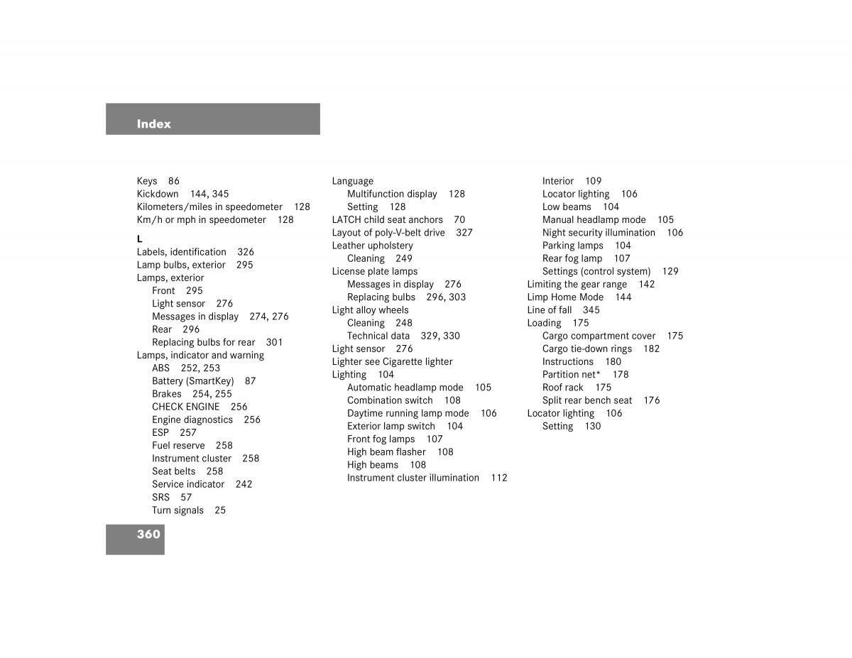 Mercedes Benz G500 G55 AMG owners manual / page 360