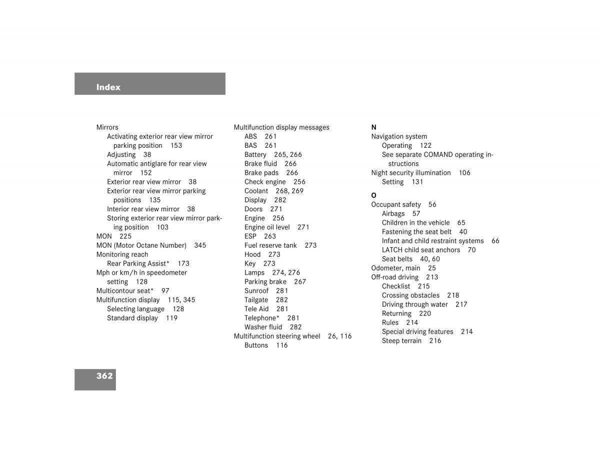 Mercedes Benz G500 G55 AMG owners manual / page 362