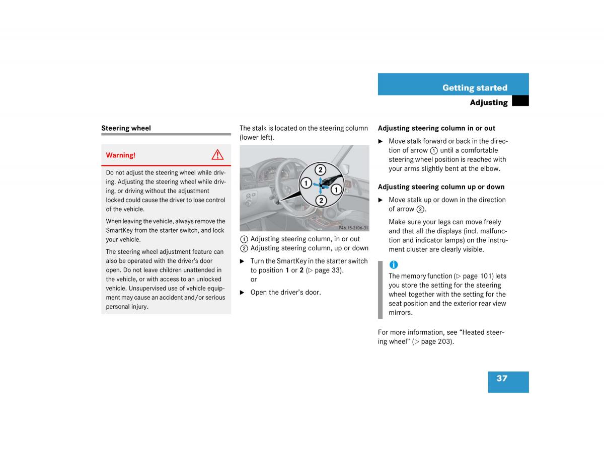 Mercedes Benz G500 G55 AMG owners manual / page 37