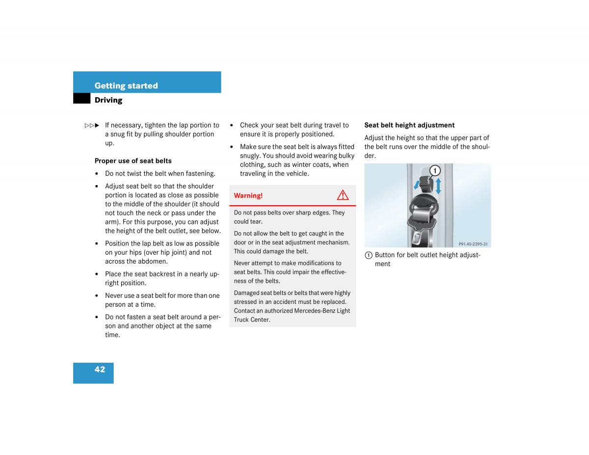 Mercedes Benz G500 G55 AMG owners manual / page 42