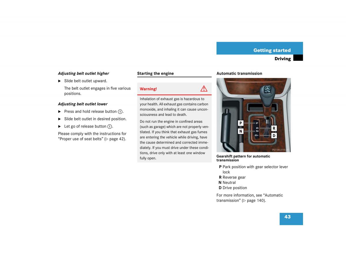 Mercedes Benz G500 G55 AMG owners manual / page 43