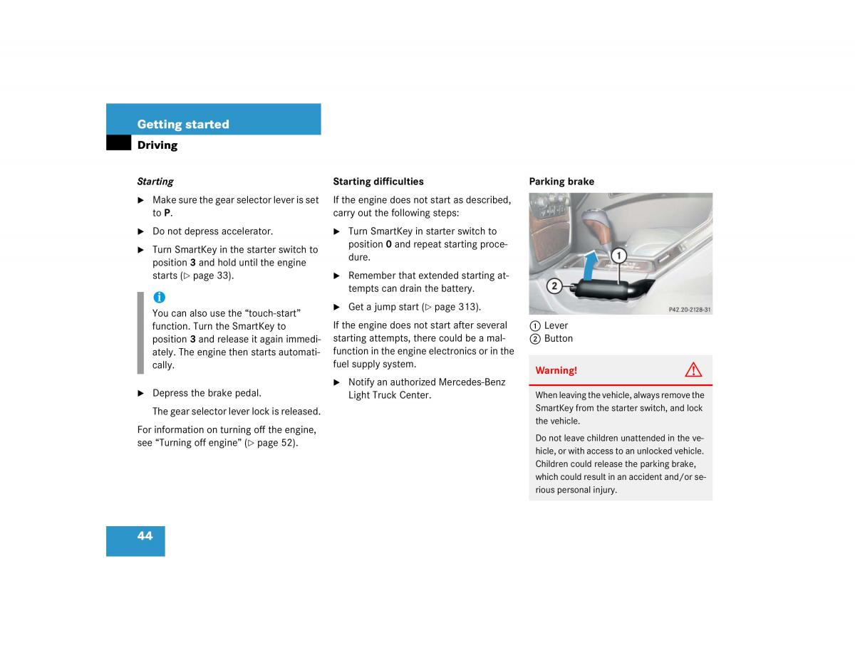 Mercedes Benz G500 G55 AMG owners manual / page 44