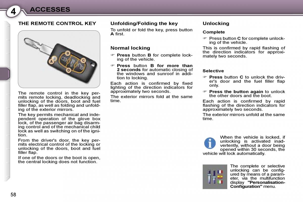 Peugeot 607 owners manual / page 58