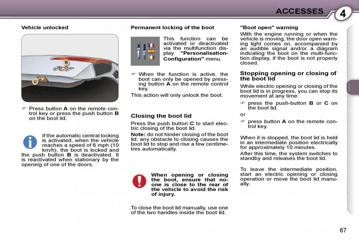 Peugeot 607 owners manual / page 70