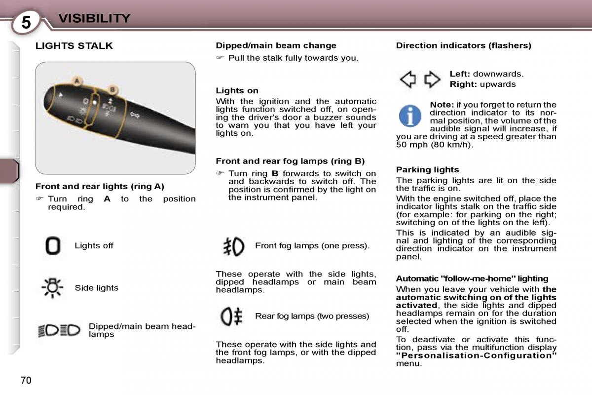 Peugeot 607 owners manual / page 76