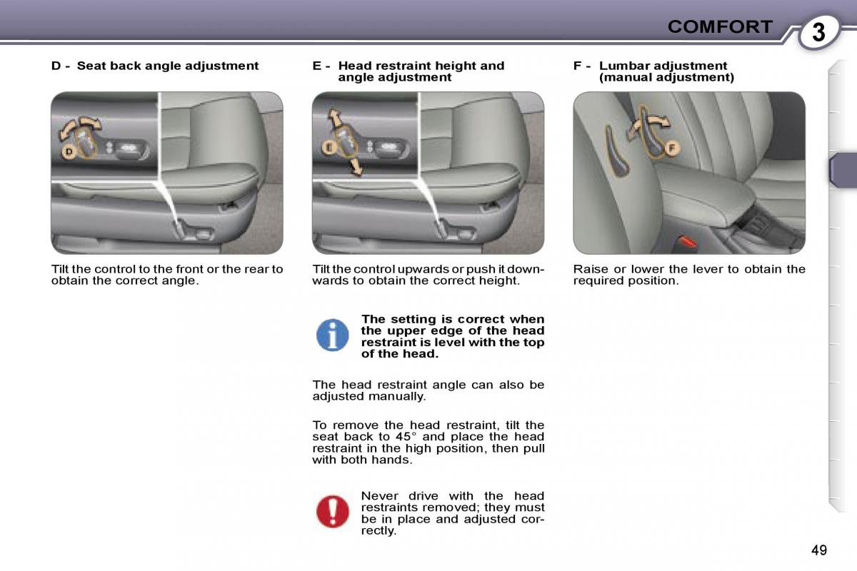 Peugeot 607 owners manual / page 48