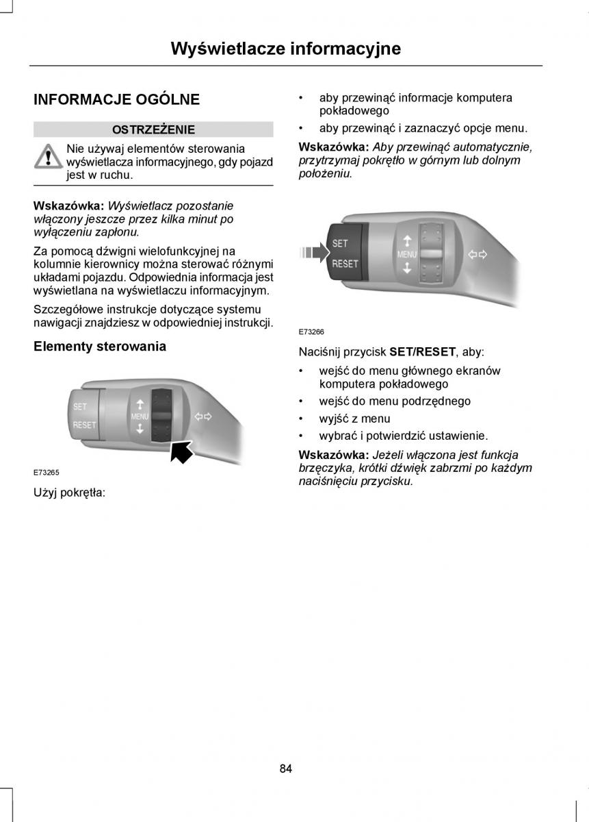 Ford Focus II 2 instrukcja obslugi / page 86