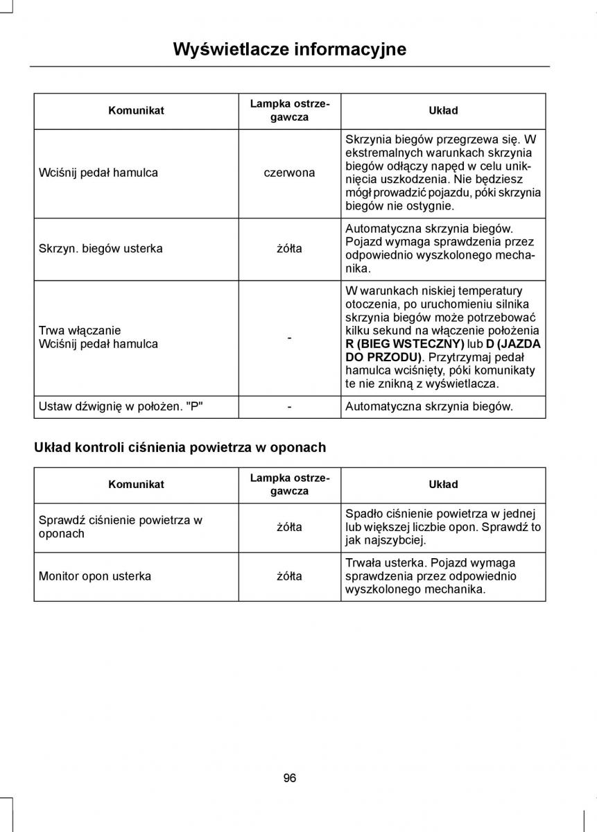 Ford Focus II 2 instrukcja obslugi / page 98