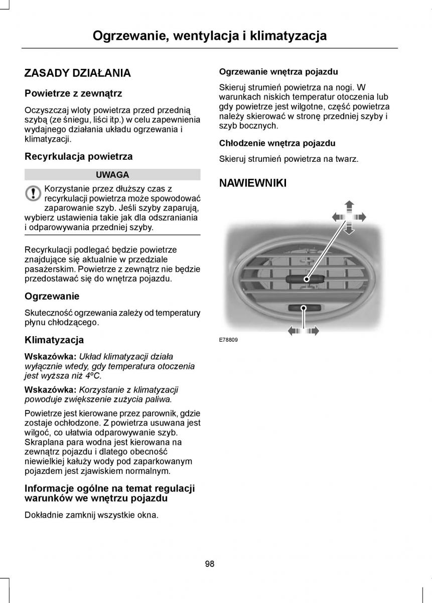 Ford Focus II 2 instrukcja obslugi / page 100