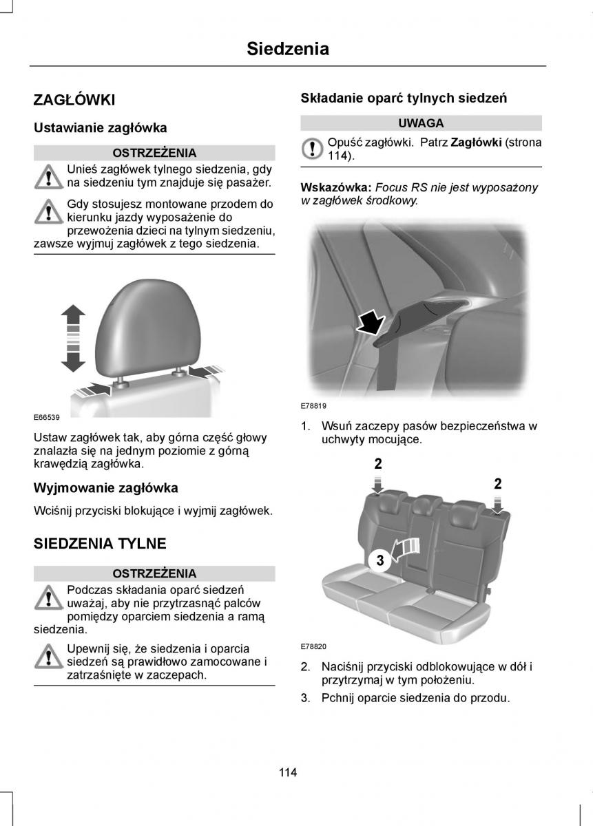 Ford Focus II 2 instrukcja obslugi / page 116