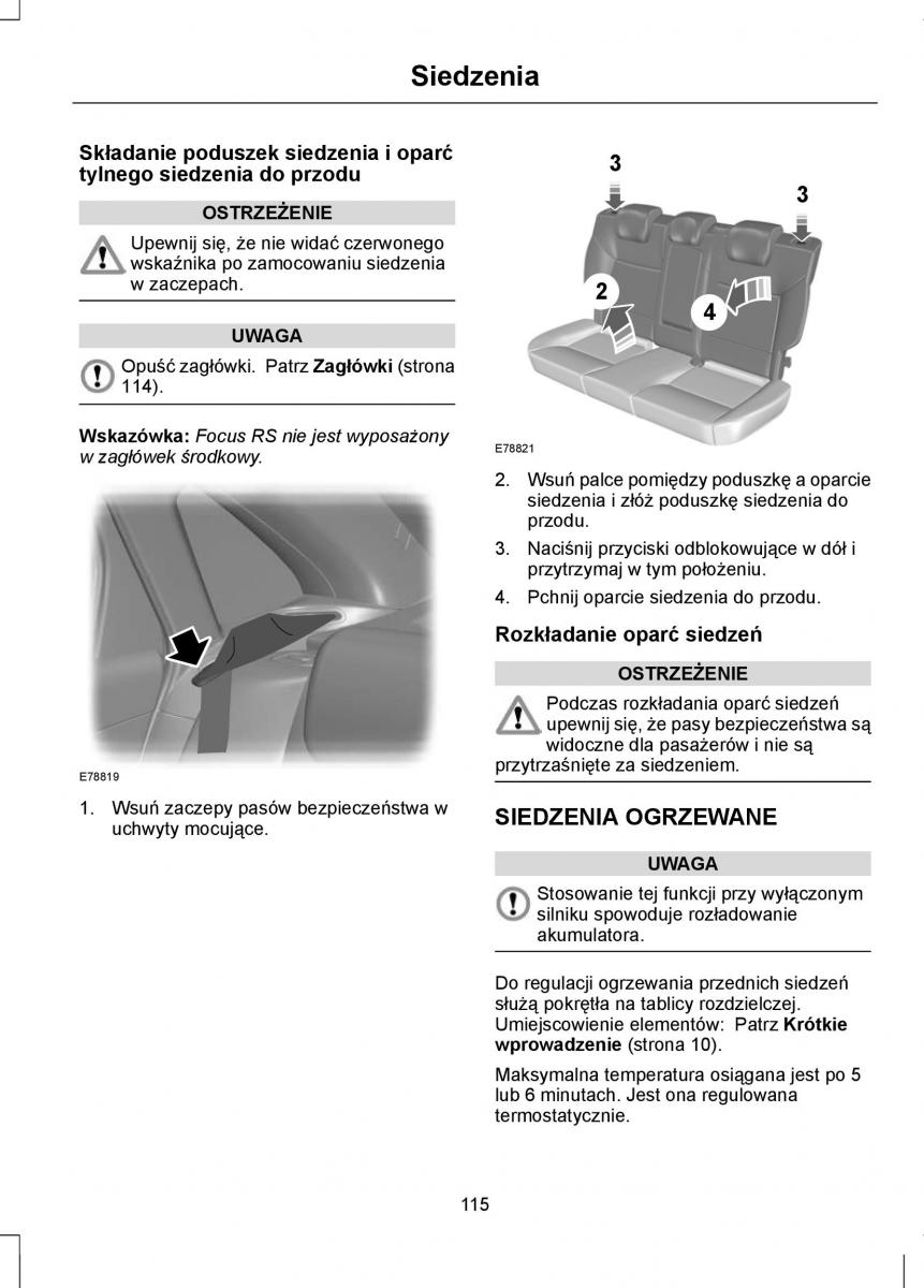 Ford Focus II 2 instrukcja obslugi / page 117