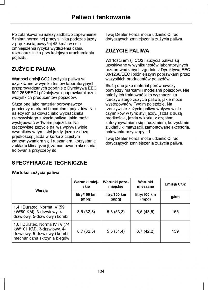 Ford Focus II 2 instrukcja obslugi / page 136