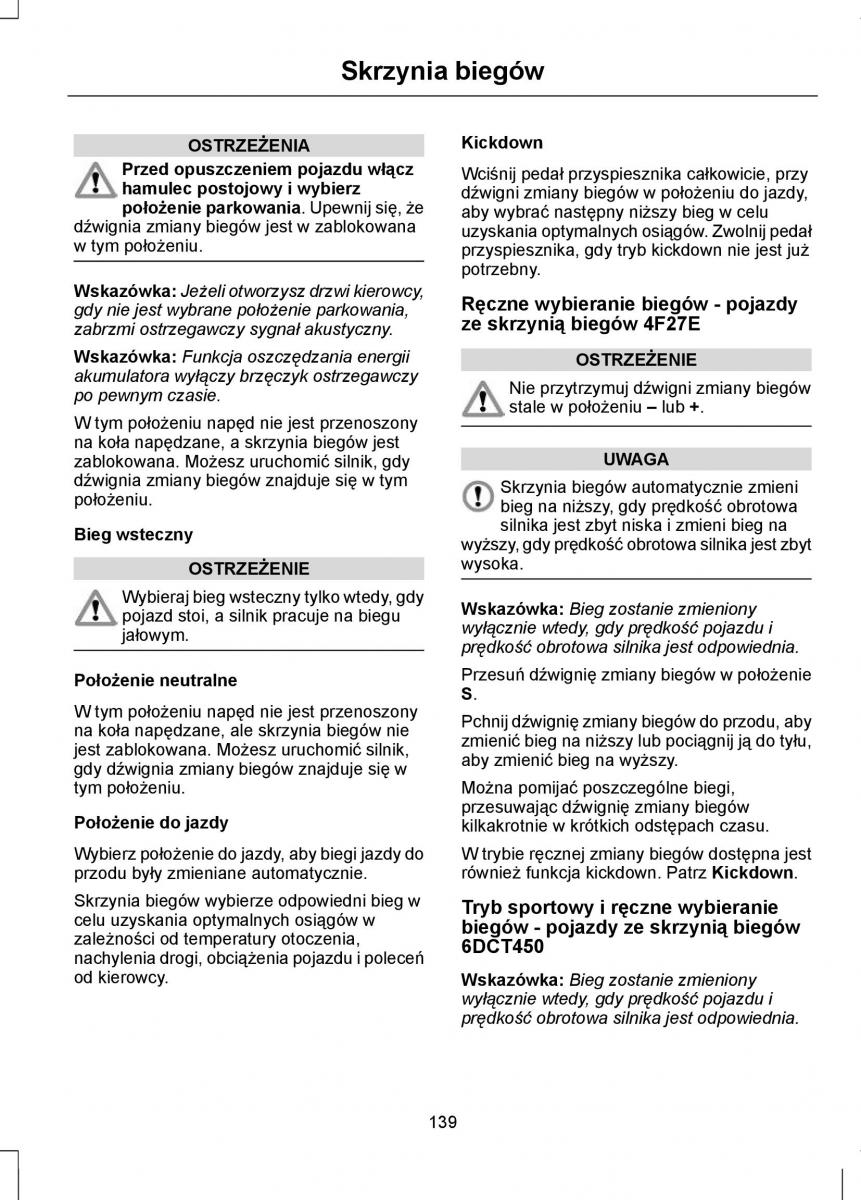 Ford Focus II 2 instrukcja obslugi / page 141